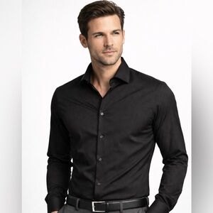 Christian Aujard Paris Fitted Black Dress Shirt – Men’s M